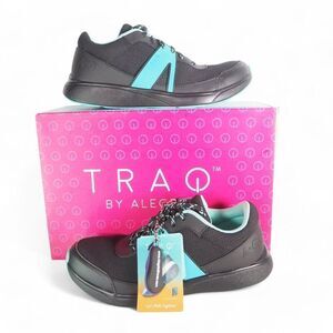 Alegria TRAQ Qarma Q Chip Walking Shoes Black Sky Blue QAR-5961 Women's 6-6.5/36